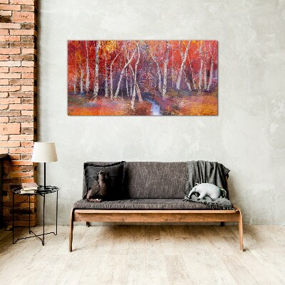 Colorful autumn in the forest Glass Wall Art