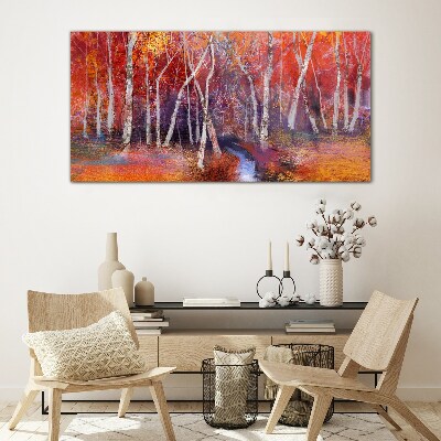 Colorful autumn in the forest Glass Wall Art