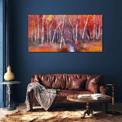 Colorful autumn in the forest Glass Wall Art