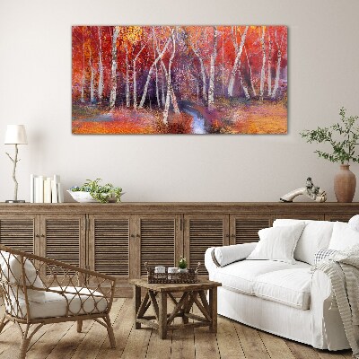 Colorful autumn in the forest Glass Wall Art