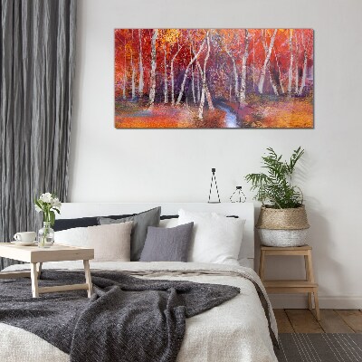 Colorful autumn in the forest Glass Wall Art