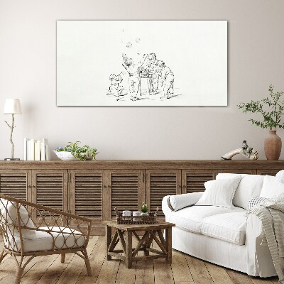 Children playing with soap bubbles Glass Print