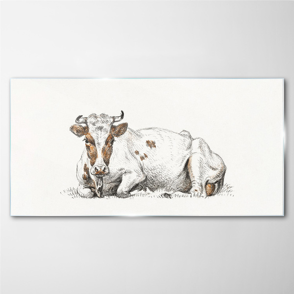 A calm cow in the meadow Glass Print