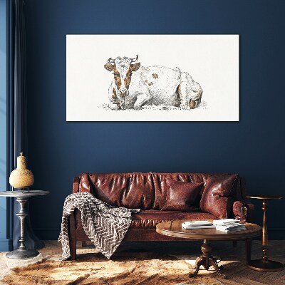 A calm cow in the meadow Glass Print