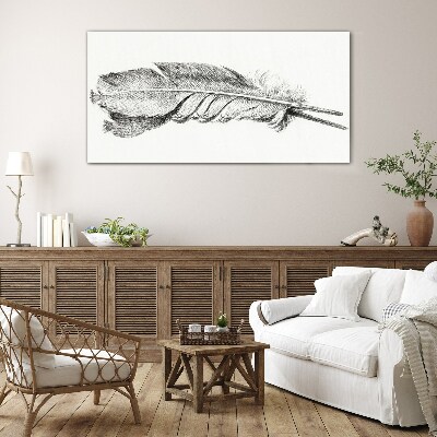 The delicacy of a pen on a white background Glass Print