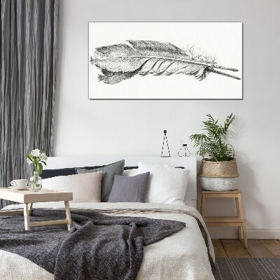 The delicacy of a pen on a white background Glass Print