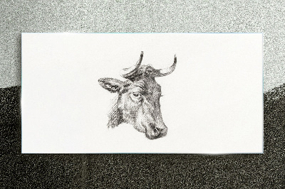 Portrait of a cow on a white background Glass Print