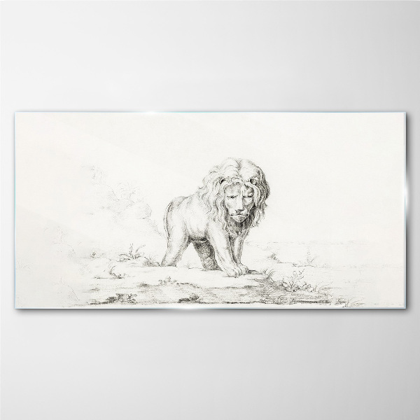 Lion in Contemplation Glass Print