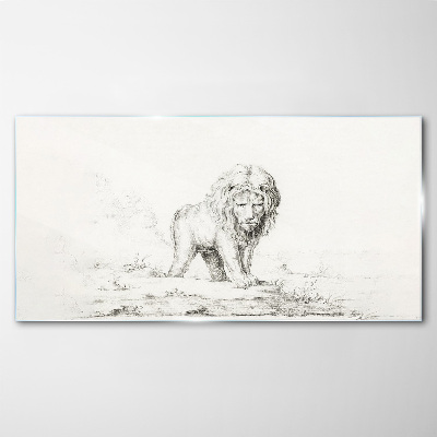 Lion in Contemplation Glass Print