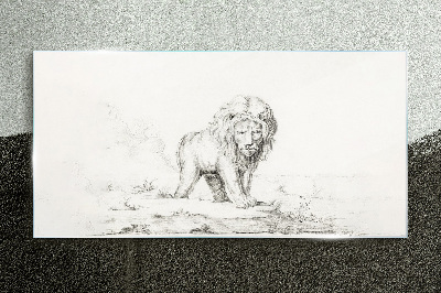 Lion in Contemplation Glass Print
