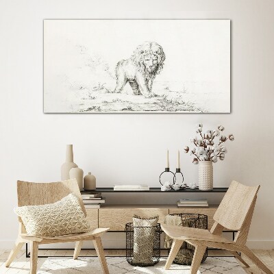 Lion in Contemplation Glass Print