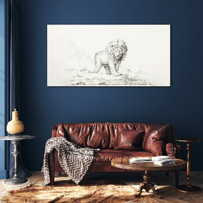 Lion in Contemplation Glass Print