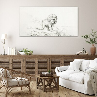 Lion in Contemplation Glass Print