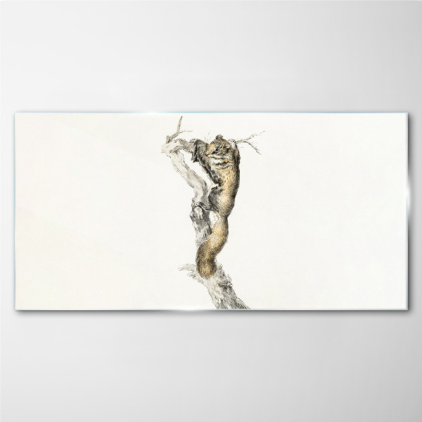 Owl on a branch Glass Print