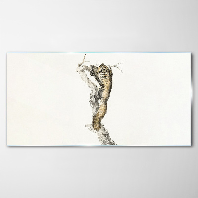 Owl on a branch Glass Print