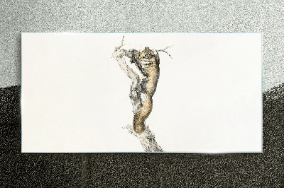 Owl on a branch Glass Print