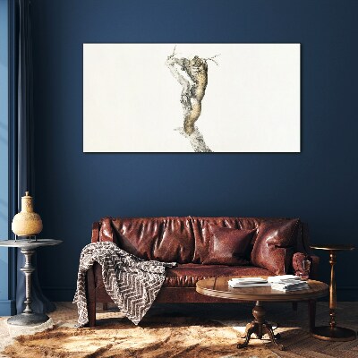 Owl on a branch Glass Print