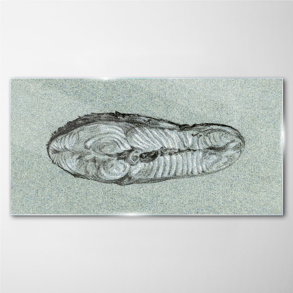 Abstract form in shades of blue Glass Print