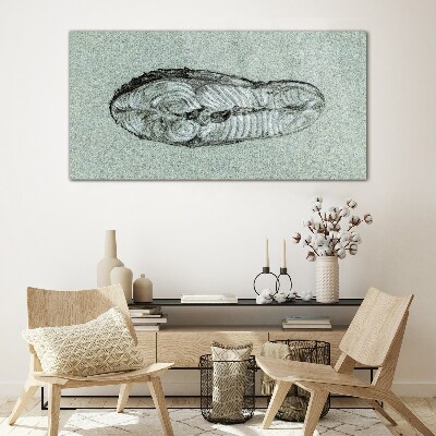 Abstract form in shades of blue Glass Print