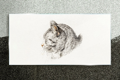 Portrait of a gray cat on a white background Glass Print