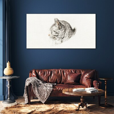 Portrait of a gray cat on a white background Glass Print