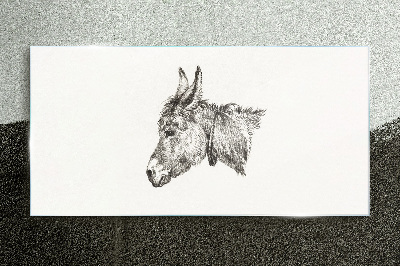 Portrait of a donkey in a monochrome style Glass Print