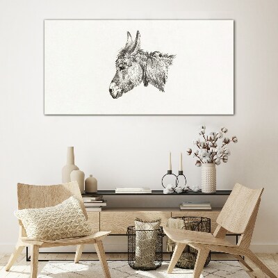 Portrait of a donkey in a monochrome style Glass Print