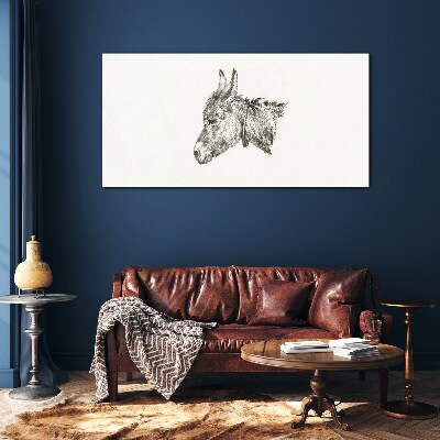 Portrait of a donkey in a monochrome style Glass Print