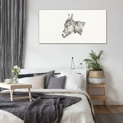 Portrait of a donkey in a monochrome style Glass Print