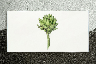 Green artichoke on white background Glass Print