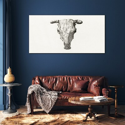 Skull on a white background Glass Print