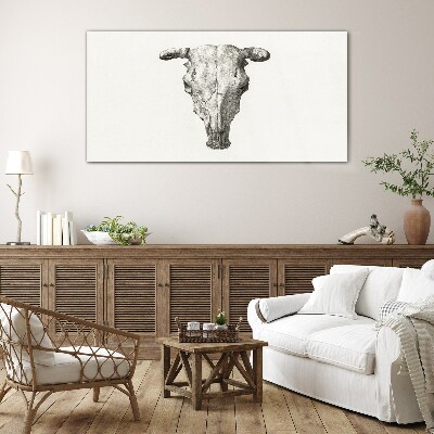 Skull on a white background Glass Print