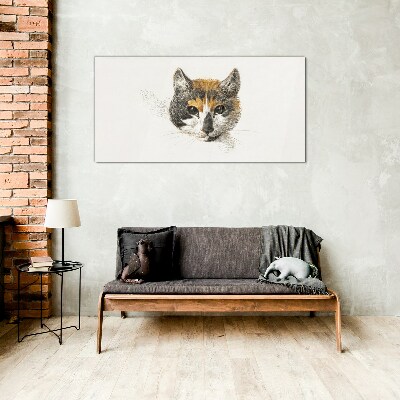 Portrait of a cat in delicate shades Glass Print