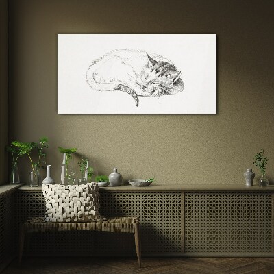 Drawing animal cat Glass Print