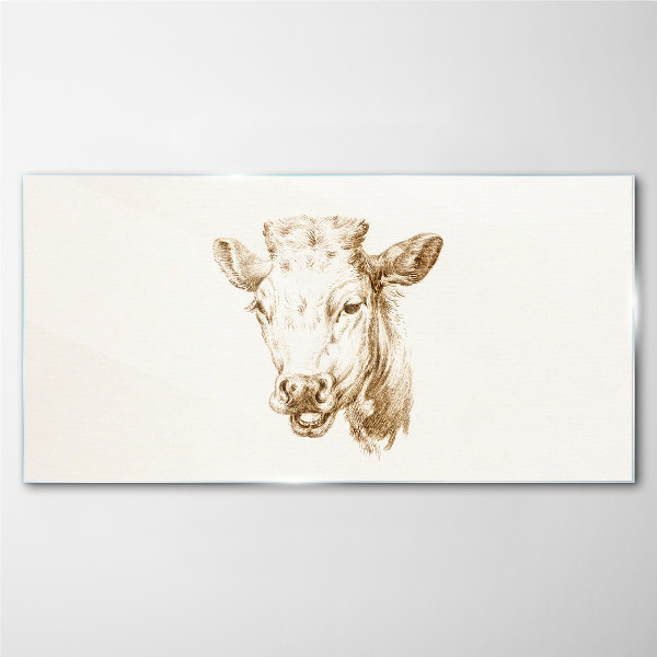 Portrait of a cow in shades of brown Glass Print