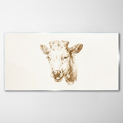 Portrait of a cow in shades of brown Glass Print
