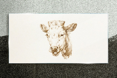Portrait of a cow in shades of brown Glass Print