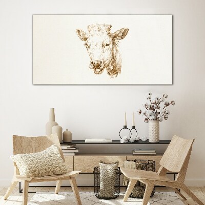 Portrait of a cow in shades of brown Glass Print