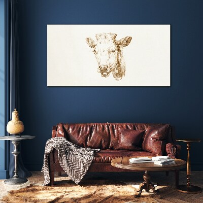Portrait of a cow in shades of brown Glass Print