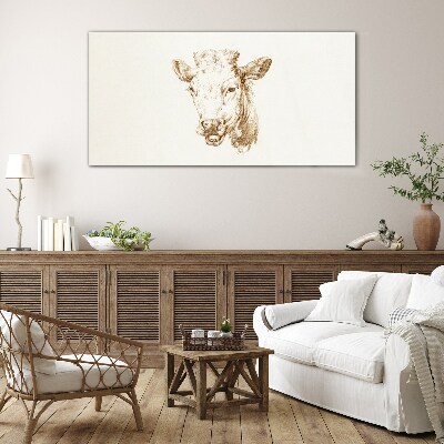 Portrait of a cow in shades of brown Glass Print