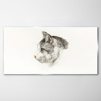 Portrait of a cat on a white background Glass Print