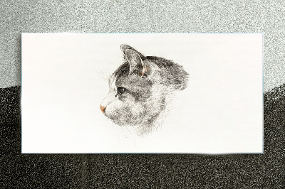 Portrait of a cat on a white background Glass Print