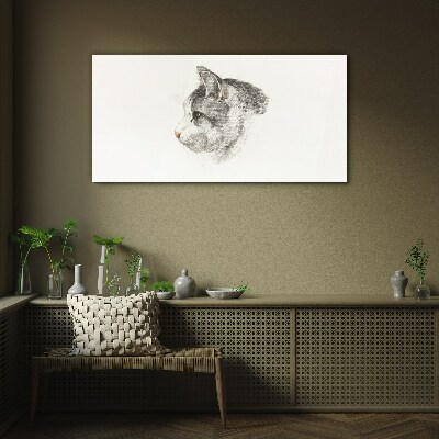 Portrait of a cat on a white background Glass Print