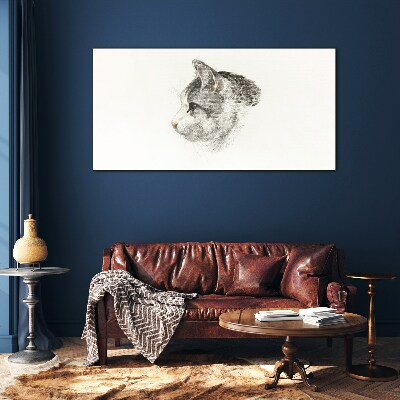 Portrait of a cat on a white background Glass Print