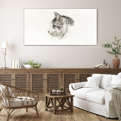 Portrait of a cat on a white background Glass Print