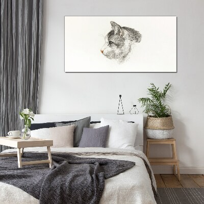 Portrait of a cat on a white background Glass Print