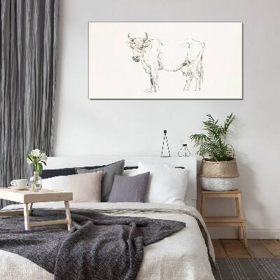 Cow on a white background Glass Print
