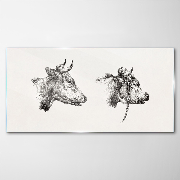 Portrait of two cows Glass Print