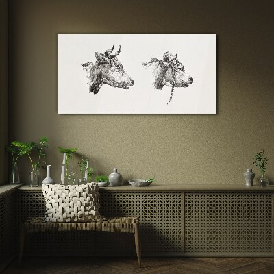 Portrait of two cows Glass Print