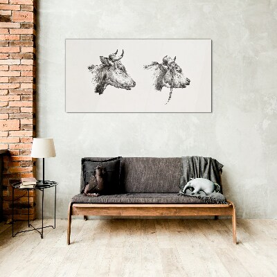Portrait of two cows Glass Print